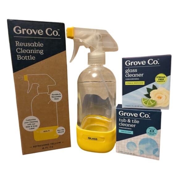NIB Grove Collaborative Reusable Cleaning Bottle + Glass & Tub/Tile Cleaner - Picture 1 of 2